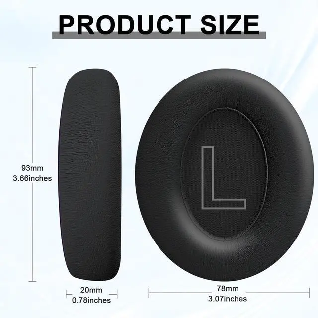 Alt view image 2 of 7 - Replacement Earpads for Anker Soundcore Life 2/Q20/Q20+/Q20I/Q20BT Headphones, Ear Cushions Headset Earpads Ear Cups Cover Repair Parts (Black)