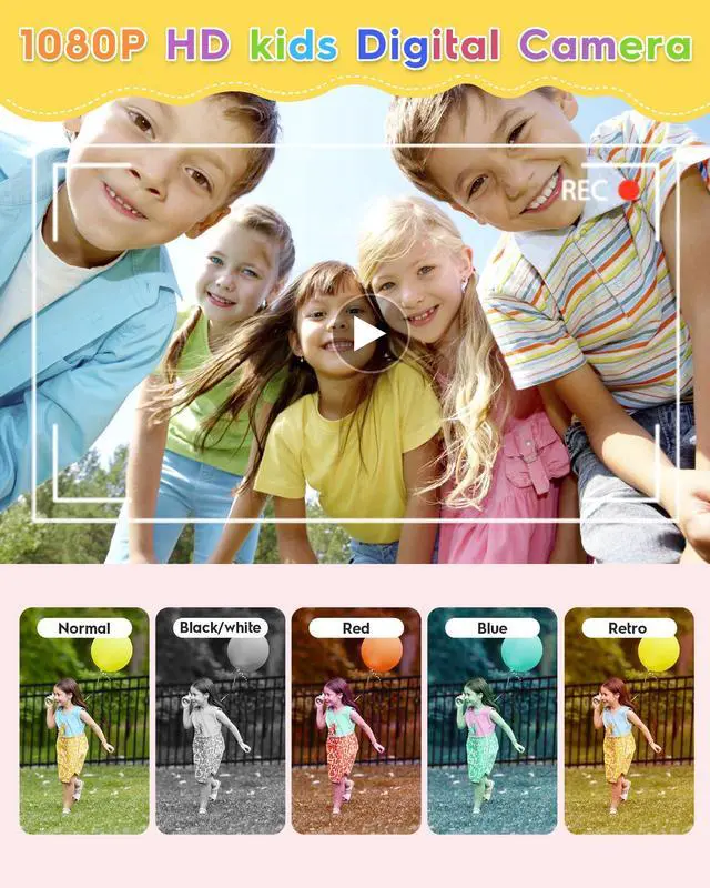 Alt view image 2 of 7 - Mini Digital Camera for Boys Girls Aged 3-9, Toddler Cameras for Christmas and Birthday Gifts,Children's Digital Video Camera, Toy Cameras for 3 4 5 6 7 8 9 Year Olds,32G SD Card Included