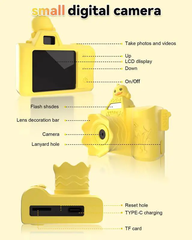 Alt view image 5 of 7 - Mini Digital Camera for Boys Girls Aged 3-9, Toddler Cameras for Christmas and Birthday Gifts,Children's Digital Video Camera, Toy Cameras for 3 4 5 6 7 8 9 Year Olds,32G SD Card Included