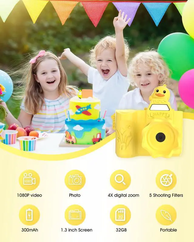 Alt view image 7 of 7 - Mini Digital Camera for Boys Girls Aged 3-9, Toddler Cameras for Christmas and Birthday Gifts,Children's Digital Video Camera, Toy Cameras for 3 4 5 6 7 8 9 Year Olds,32G SD Card Included