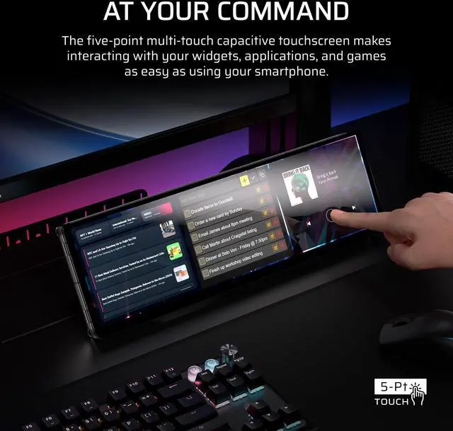Alt view image 3 of 7 - XENEON Edge 14.5" 2K Portable LCD HDMI USB C Touchscreen Smoke | 2560 x 720, 60Hz, AHVA, USB C DP Alt Mode, Internal and External Mounting, 5-Point Multi-Touch, iCUE, for Windows PC