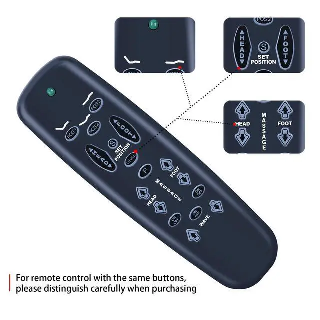 Alt view image 6 of 7 - Adjustable Bed Replacement Backlit Remote Control for Leggett and Platt Basis C3, for Lifestyles S-Cape E95 Adjustable Bed (Black)