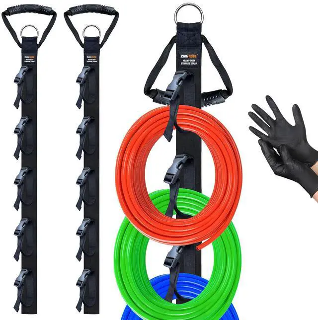 Main image of Extension Cord Organizer 2 Pack, Cord Storage Organizer with 5 Slots | Garage Garden Storage Straps, All in One Hanger Straps for Cable, Hose, Rope, Tool Management