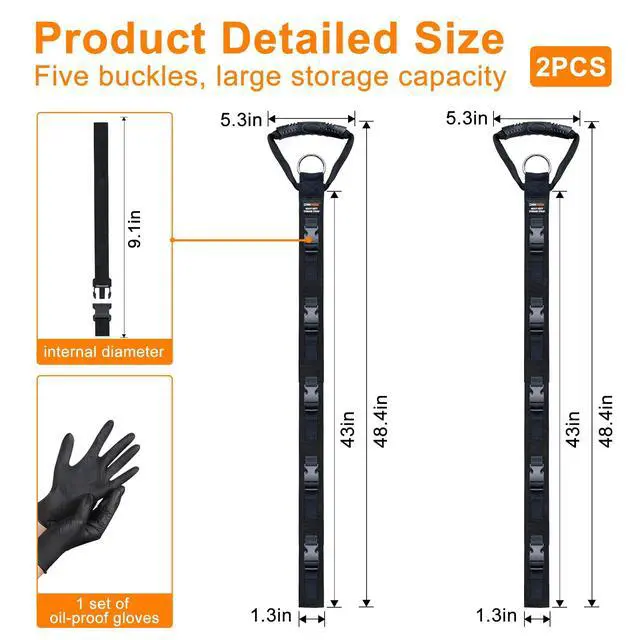 Alt view image 4 of 7 - Extension Cord Organizer 2 Pack, Cord Storage Organizer with 5 Slots | Garage Garden Storage Straps, All in One Hanger Straps for Cable, Hose, Rope, Tool Management