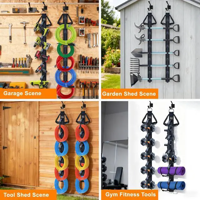 Alt view image 5 of 7 - Extension Cord Organizer 2 Pack, Cord Storage Organizer with 5 Slots | Garage Garden Storage Straps, All in One Hanger Straps for Cable, Hose, Rope, Tool Management