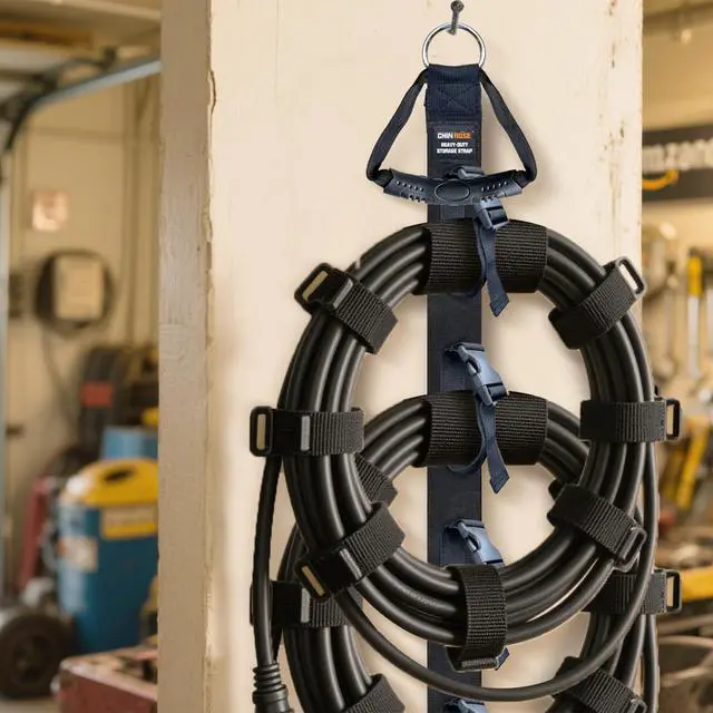 Alt view image 6 of 7 - Extension Cord Organizer 2 Pack, Cord Storage Organizer with 5 Slots | Garage Garden Storage Straps, All in One Hanger Straps for Cable, Hose, Rope, Tool Management