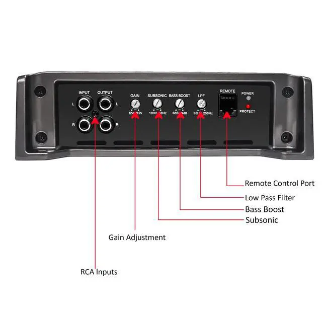 Alt view image 5 of 7 - RED600-1 1320 Watts Class-D Car Audio Mono-Block Subwoofer Amplifier | 1 Ohm Stable Remote Bass Knob Included