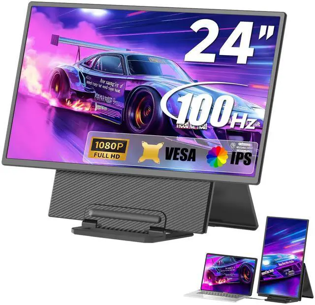 Main image of Portable Monitor, 24 inch 1080P FHD 100Hz Laptop Screen Extender, Large Gaming Monitor IPS Display for Laptop, Desktop, MacBook, PS4/5 with Kickstand VESA Compatible