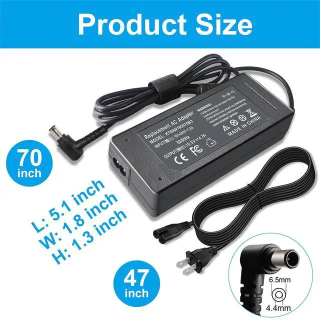 Alt view image 7 of 7 - 90W 19.5V 4.7A Laptop Charger Compatible with Sony Vaio VGP PCG | 19.5V Power Cord with Bravia TV KDL Series KDL-32W600D KDL-40W650D KDL-40R510C KDL-48R510C KDL-48W600B KDL-40W600B