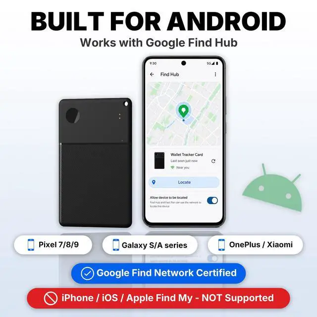 Alt view image 2 of 7 - Wallet Tracker Card for Android, Ultra Thin 2.5mm Bluetooth Card Tracker, 5 Year Battery, Loud 115dB Locator for Wallet, Passport, Luggage, Works with Google Find Hub (Android Only)