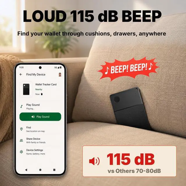 Alt view image 5 of 7 - Wallet Tracker Card for Android, Ultra Thin 2.5mm Bluetooth Card Tracker, 5 Year Battery, Loud 115dB Locator for Wallet, Passport, Luggage, Works with Google Find Hub (Android Only)