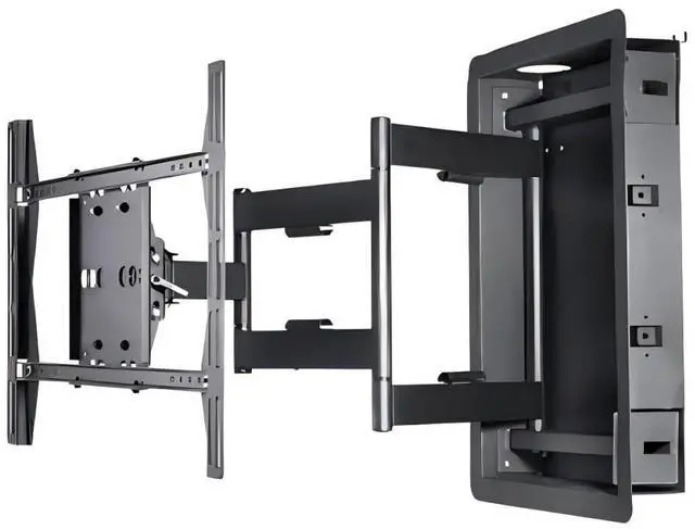 Main image of Recessed in Wall TV Mount, 28-Inch Extension and Cable Management | Flush Fit Flat Curved 55"-90" TVs, Low-Profile Hidden Install, Wood Concrete Compatible, VESA 200x200-800x600, 16" Studs Only
