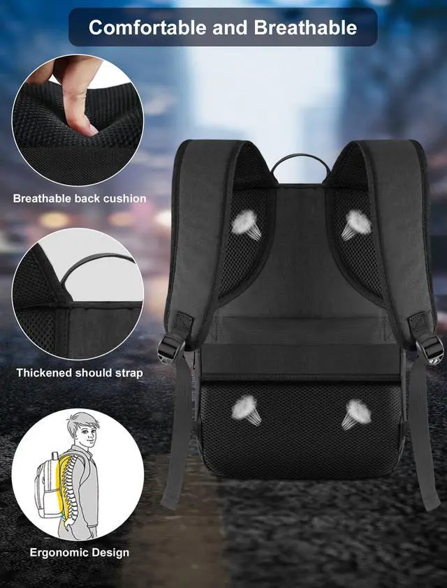 Alt view image 6 of 7 - Smell Proof Backpack with Combination Lock, 8 Layer Smell Proof Bag | Premium Water Resistant Smell Proof Stash Bag with Multi-Pocket for 15.6" Laptop, Medicine, Gifts for Men