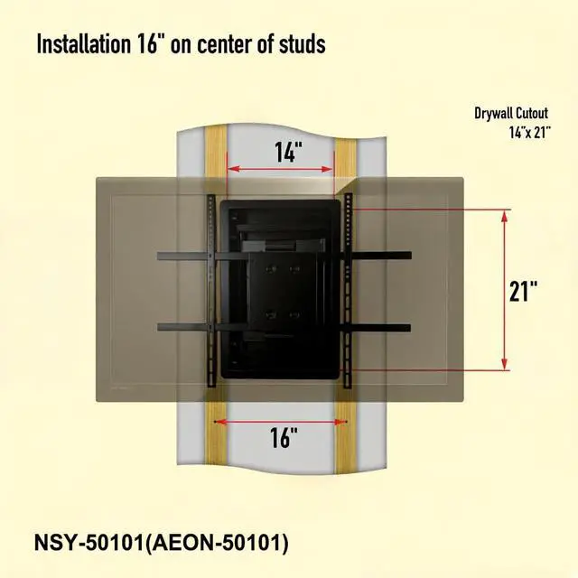 Alt view image 6 of 7 - Recessed in Wall TV Mount, 28-Inch Extension and Cable Management | Flush Fit Flat Curved 55"-90" TVs, Low-Profile Hidden Install, Wood Concrete Compatible, VESA 200x200-800x600, 16" Studs Only