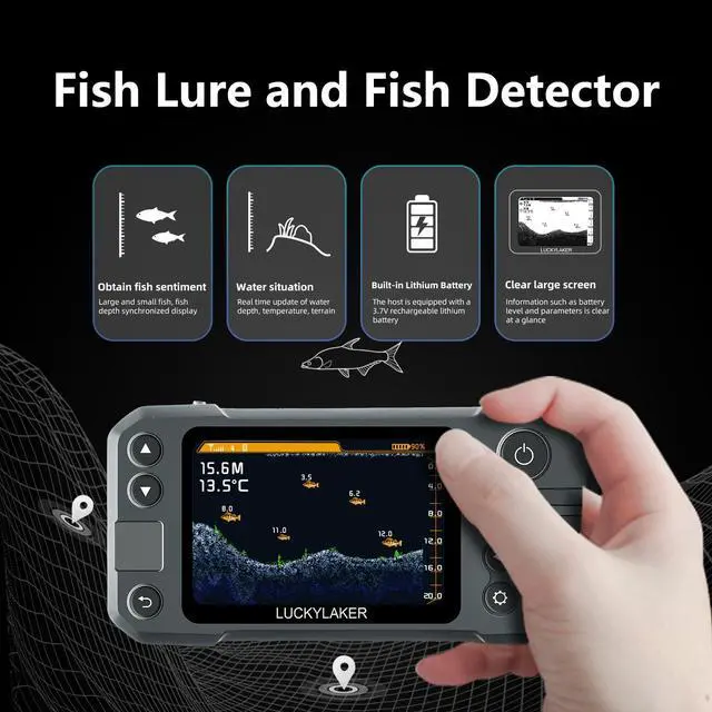 Alt view image 4 of 7 - Wireless Kayak Fish Depth Finder Handheld Portable Fish Finders Transducer Bass Fishing Sonar Sensor Mount with Floating Plate for Boats MT-202PLUS