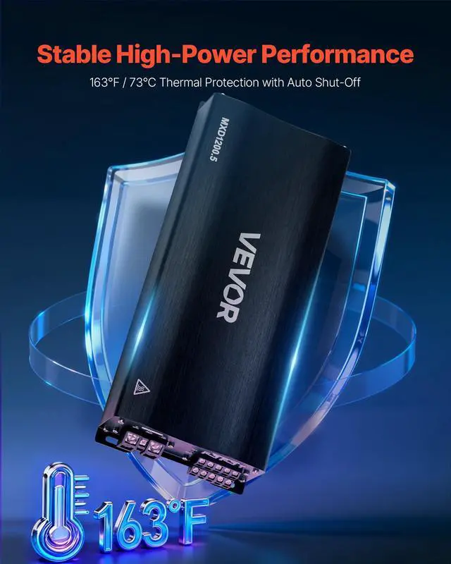 Alt view image 4 of 7 - 5 Channel Car Audio Amplifier Bridgeable Class D Full Range Amp Max Power 4 x 100W @ 4 Ohm / 4 x 200W @ 2 Ohm + Sub 1 x 500W @ 4 Ohm / 1 x 1000W @ 2 Ohm for Speakers & Subwoofer Vehicles
