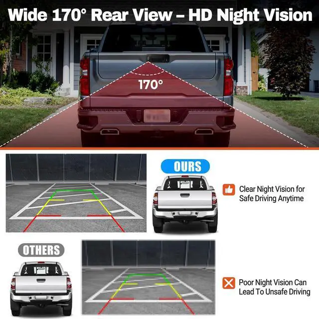 Alt view image 4 of 7 - Tailgate Handle Backup Camera Compatible with 2007-2013 Toyota Tundra, Tailgate Latch Door Handle with Rear View Reverse Camera RCA Connector Backup Kit Replaces# 81214, 690900C051, 69090-0C051