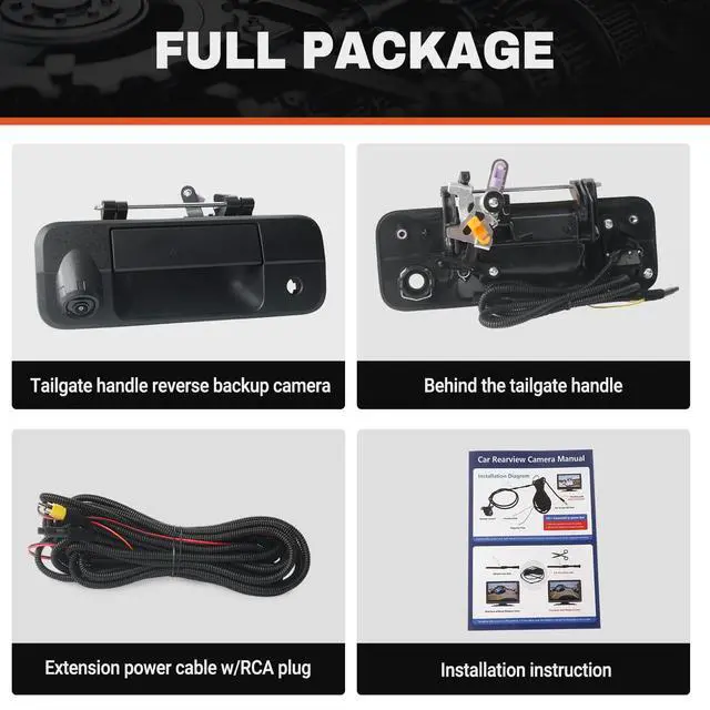 Alt view image 7 of 7 - Tailgate Handle Backup Camera Compatible with 2007-2013 Toyota Tundra, Tailgate Latch Door Handle with Rear View Reverse Camera RCA Connector Backup Kit Replaces# 81214, 690900C051, 69090-0C051