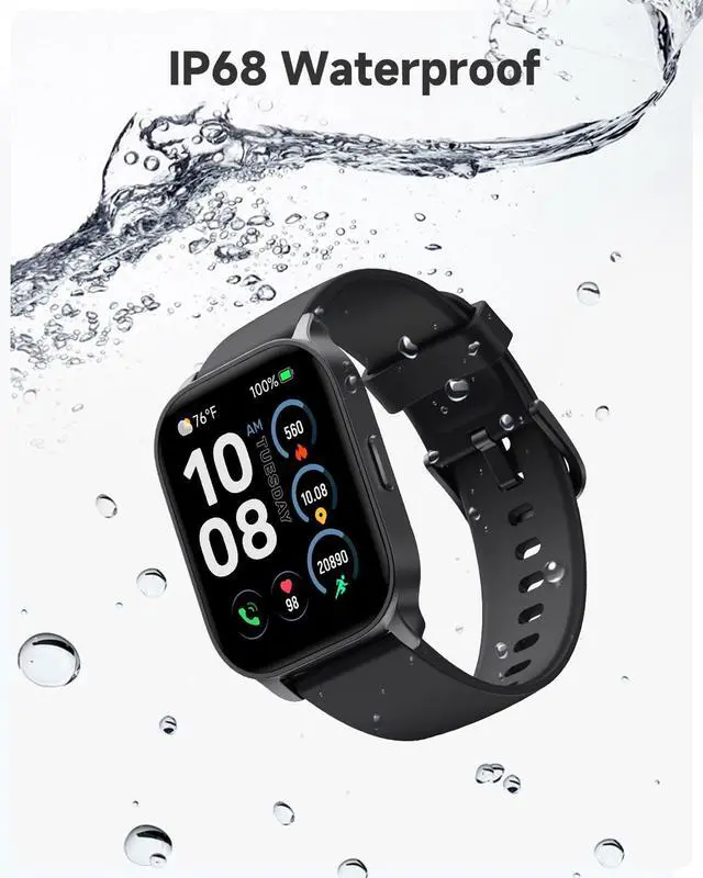 Alt view image 6 of 7 - Smart Watch for Men Women, Smartwatch Compatible Android and iOS Phone, Answer/Make Calls, Fitness Tracker Watch, Heart Rate/Sleep Tracker/100 Sports/IP68 Waterproof, Midnight Black