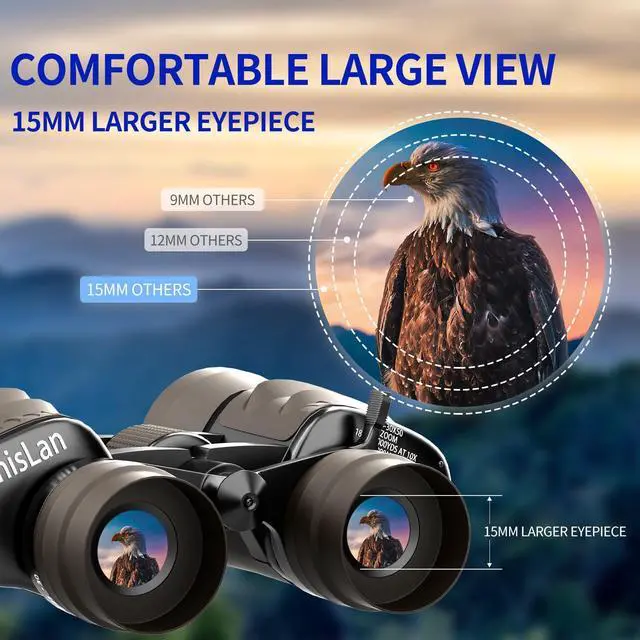 Alt view image 4 of 7 - 10-30x50 HD Zoom Binoculars for Adults with High-Powered & Image Stabilization - Waterproof, Clear Low-Light Vision Binos for Bird Watching, Hunting, Travel, Cruise Ship Use
