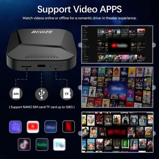 Alt view image 5 of 7 - Android 13 Carplay Ai Box Wireless CarPlay/Android Auto 4G+64G | 8-Core AI Box Carplay Video Apps Built-in Navigation Only Support Cars with OEM Wired CarPlay/Android Auto