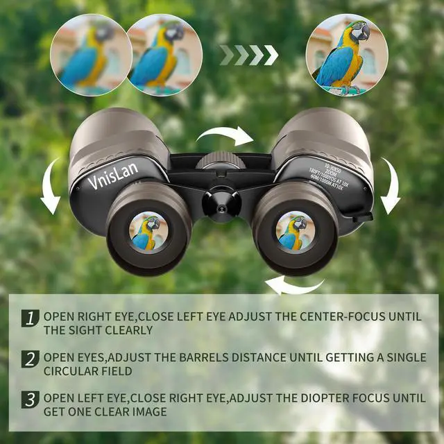 Alt view image 5 of 7 - 10-30x50 HD Zoom Binoculars for Adults with High-Powered & Image Stabilization - Waterproof, Clear Low-Light Vision Binos for Bird Watching, Hunting, Travel, Cruise Ship Use