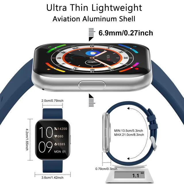 Alt view image 2 of 6 - Ultra-Thin Aluminum Smart Watches for Women iPhone/Android/Samsung Answer/Make Call Waterproof Slim Small Best Ladies Smart Watches 1.85 AMOLED Screen Heart Rate/Sleep/Spo2 Monitor 110+ Sport Modes