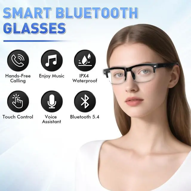 Alt view image 2 of 7 - Smart Bluetooth Glasses with Open-Ear Audio & Photochromic Lenses | Bluetooth 5.4 Audio Sunglasses with Voice Assistant, IPX4 Water Resistance, Polarized Lenses for Travel, Work & Driving