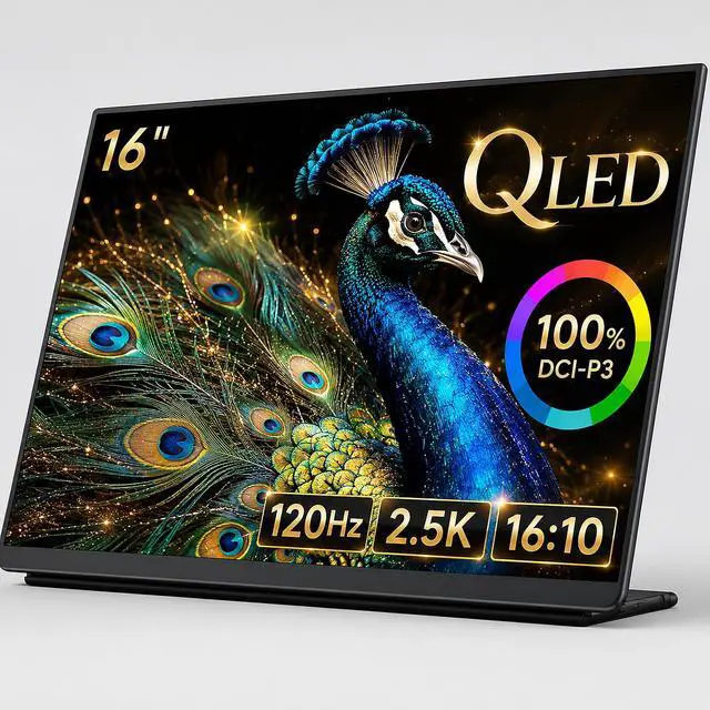 Main image of Q5 16" 2.5K 120Hz Portable Monitor, QLED 100% DCI-P3 Hummingbird Anti-Glare Screen, Ultra-Slim Aluminum, Mac-Compatible for MacBook Pro/Air, iPad, Laptop, Windows Desktop, Consoles