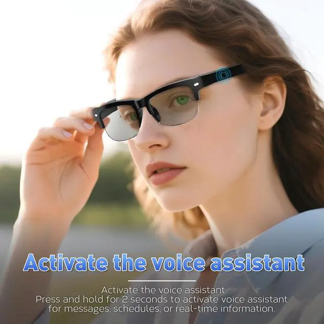 Alt view image 4 of 7 - Smart Bluetooth Glasses with Open-Ear Audio & Photochromic Lenses | Bluetooth 5.4 Audio Sunglasses with Voice Assistant, IPX4 Water Resistance, Polarized Lenses for Travel, Work & Driving