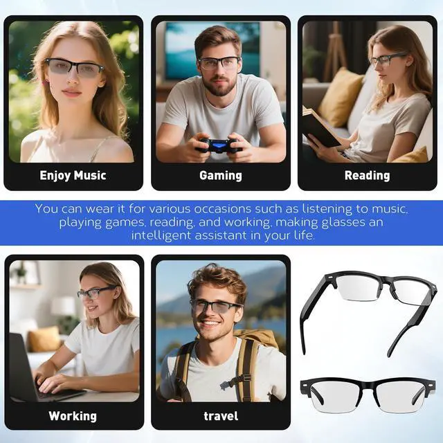 Alt view image 5 of 7 - Smart Bluetooth Glasses with Open-Ear Audio & Photochromic Lenses | Bluetooth 5.4 Audio Sunglasses with Voice Assistant, IPX4 Water Resistance, Polarized Lenses for Travel, Work & Driving