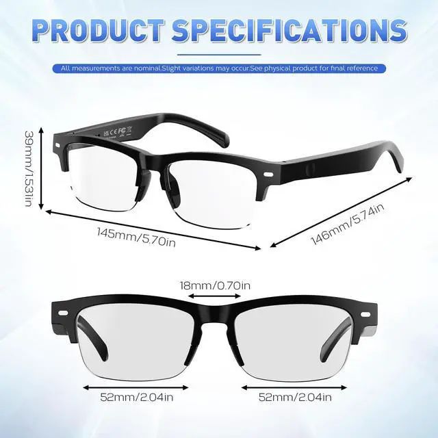 Alt view image 7 of 7 - Smart Bluetooth Glasses with Open-Ear Audio & Photochromic Lenses | Bluetooth 5.4 Audio Sunglasses with Voice Assistant, IPX4 Water Resistance, Polarized Lenses for Travel, Work & Driving