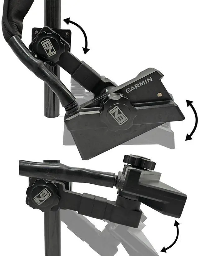 Main image of 0 Degree Dual Mount for Garmin Livescope LVS34 Plus, Forward Down and Perspective Mode, Aluminum, Black, Gimbal Mount