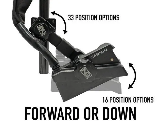 Alt view image 2 of 7 - 0 Degree Dual Mount for Garmin Livescope LVS34 Plus, Forward Down and Perspective Mode, Aluminum, Black, Gimbal Mount