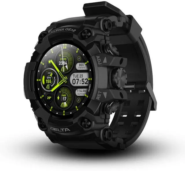Main image of Delta Smartwatch for Men, Tactical Rugged Smart Watch, IP69K Water + Dust Resistant, 380mAh 21-Day Battery, Bluetooth Calling, Operates -15F to 140F, for Android iPhone, Dark Night