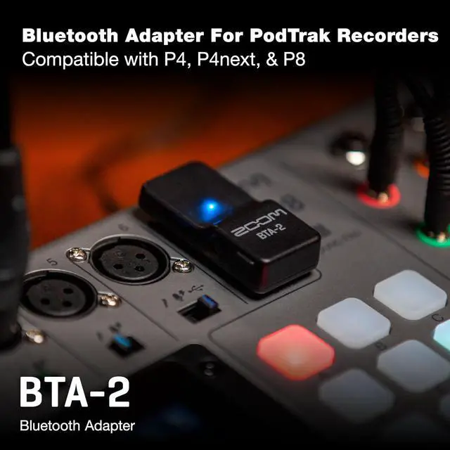 Alt view image 2 of 6 - BTA-2 Bluetooth Adapter for PodTrak P4 and PodTrak P8, wirelessly connect phone to record remote interviews, Black, Small | Wirelessly Connect Phone To Record Remote Interviews