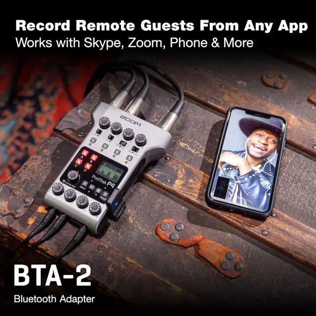 Alt view image 3 of 6 - BTA-2 Bluetooth Adapter for PodTrak P4 and PodTrak P8, wirelessly connect phone to record remote interviews, Black, Small | Wirelessly Connect Phone To Record Remote Interviews
