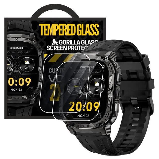 Alt view image 7 of 7 - Vortex Smart Watch with Metal Band, Charger, Tempered Glass (2 Pack), Straps Rugged Fitness Tracker IP69K Waterproof Compatible with Android and iOS Phone, 14 Days of Battery Military Durable