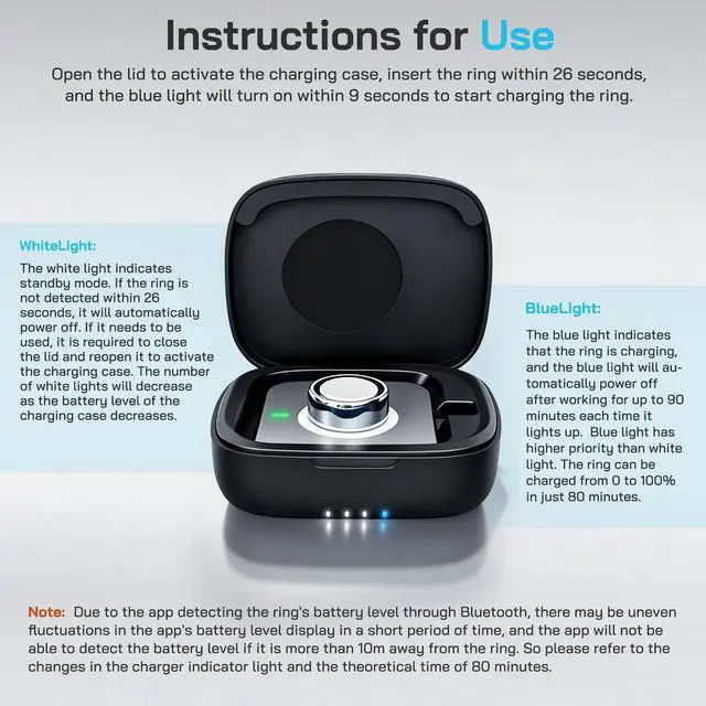 Alt view image 4 of 7 - Smart Ring Charging Case for Oura Ring Gen 5, Gen 4, and Gen 3, 1000mAh Portable Travel Charger Station, Fits All-Sized Ring Gen 5 Gen 4 | Gen 3 (Official Charger NOT Included)