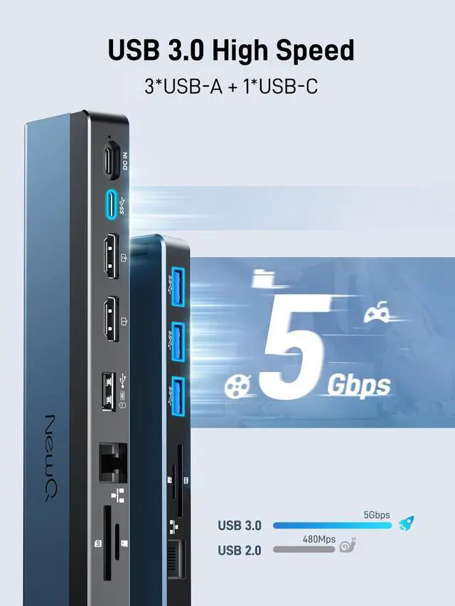 Alt view image 6 of 7 - USB C Docking Station with Dual HDMI 4K, 100W PD-in, 12-in-1 Laptop Dock for Windows, MacBook, Chromebook