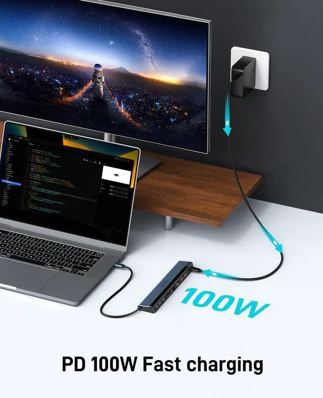 Alt view image 5 of 7 - USB C Docking Station with Dual HDMI 4K, 100W PD-in, 12-in-1 Laptop Dock for Windows, MacBook, Chromebook