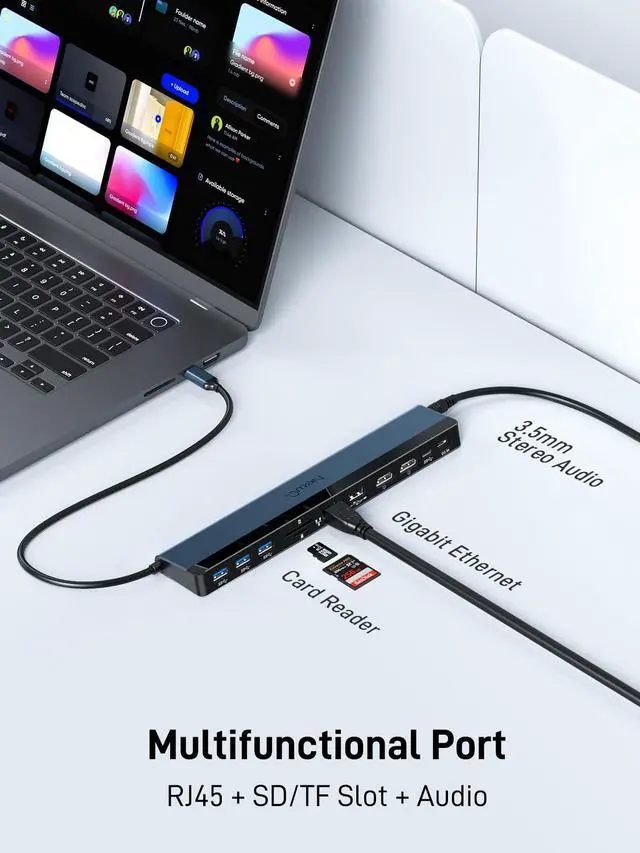Alt view image 7 of 7 - USB C Docking Station with Dual HDMI 4K, 100W PD-in, 12-in-1 Laptop Dock for Windows, MacBook, Chromebook