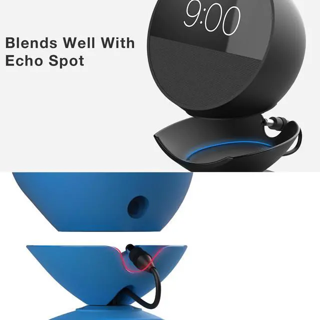 Alt view image 5 of 7 - Charging Stand for Echo Spot with USB-C and USB-A Charging Ports for Multiple Devices, Echo Spot Stand Charging Station for iPhone Cellphones and Earbuds (Blue)
