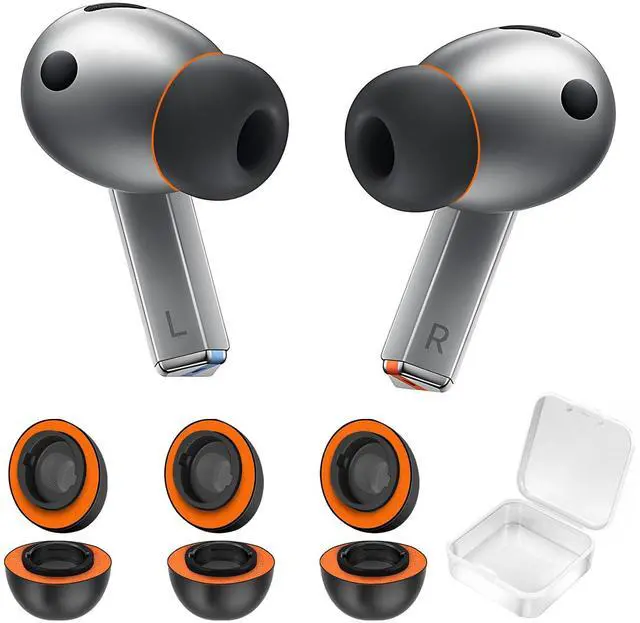 Main image of Best Memory Foam&Silicone Hybrid Ear Tips for Samsung Galaxy Buds3 Pro,Double Layer Anti-Slip,Ultra-Comfort,Better Noise Cancellation,Fit in The Charging Case,3 Pairs (Black Orange, S/M/L)