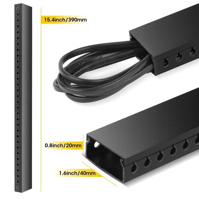 Alt view image 4 of 7 - Cable Raceway Kit, Cable Management System Open Slot Wiring Raceway Duct with Cover, On-Wall Concealer Organizer for Cable Pass to Hide Wires Cords for TVs, Computers - 9x15.4inch, Black