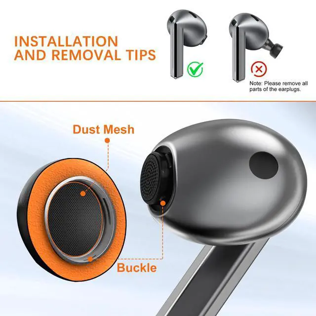 Alt view image 6 of 7 - Best Memory Foam&Silicone Hybrid Ear Tips for Samsung Galaxy Buds3 Pro,Double Layer Anti-Slip,Ultra-Comfort,Better Noise Cancellation,Fit in The Charging Case,3 Pairs (Black Orange, S/M/L)