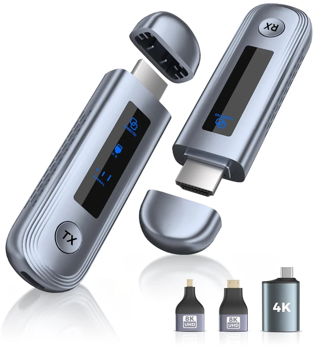 Main image of 4K Wireless Video Transmitter and Receiver, 4K Input & Output,2026 Upgraded LED Display,Plug and Play,Wireless Video Extender,Compatible with PC/Laptop/Camera/HDTV/Projector/TV Box