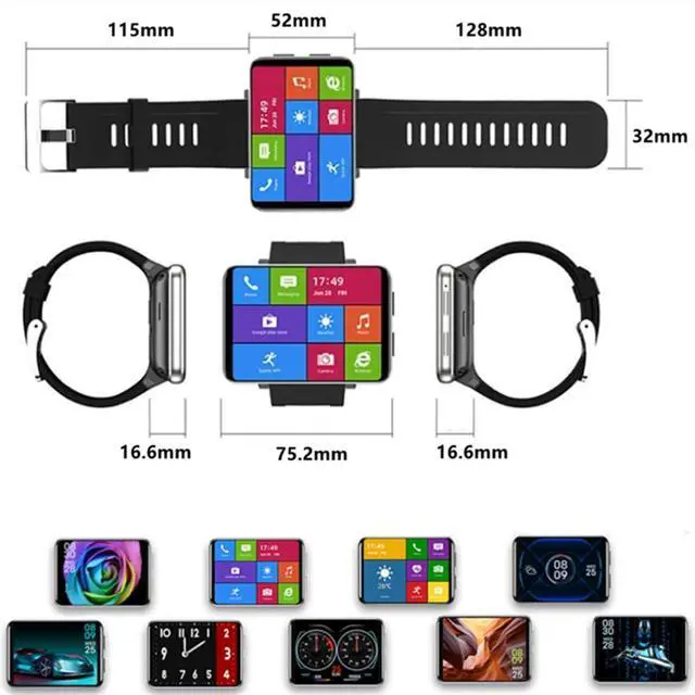 Alt view image 3 of 5 - 4G Smart Watch 2.86 Inch Screen Android 7.1 1GB+16GB 5MP Camera 2700mAh Battery Smartwatch for Men (Black, 1GB 16GB)