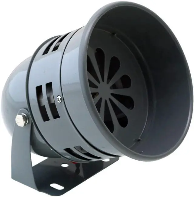 Main image of 12V Electric Air Raid Siren, Mini Motor-Driven Alarm, Gray Loud Compact Siren Horn, Long-Range Sound for Vehicle/Property Alerts, Durable Metal Housing, Easy 2-Wire Install, VXS4006