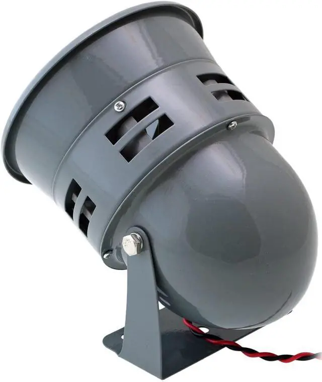 Alt view image 2 of 3 - 12V Electric Air Raid Siren, Mini Motor-Driven Alarm, Gray Loud Compact Siren Horn, Long-Range Sound for Vehicle/Property Alerts, Durable Metal Housing, Easy 2-Wire Install, VXS4006